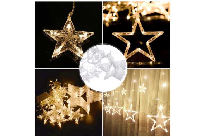 Star Shaped LED Curtain Lights – Energy Efficient Decorative String Lamp for Home & Events | Wowcher