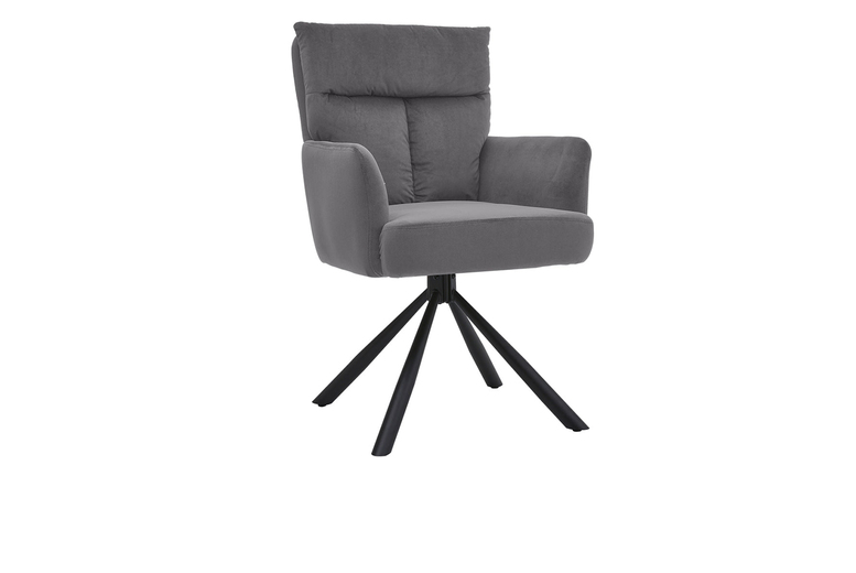 Upholstered Modern Swivel Chair with Black Iron Legs - Grey | Wowcher