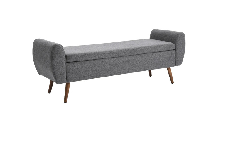 Linen Upholstered Storage Bench with Modern Teddy Fur Finish | Wowcher