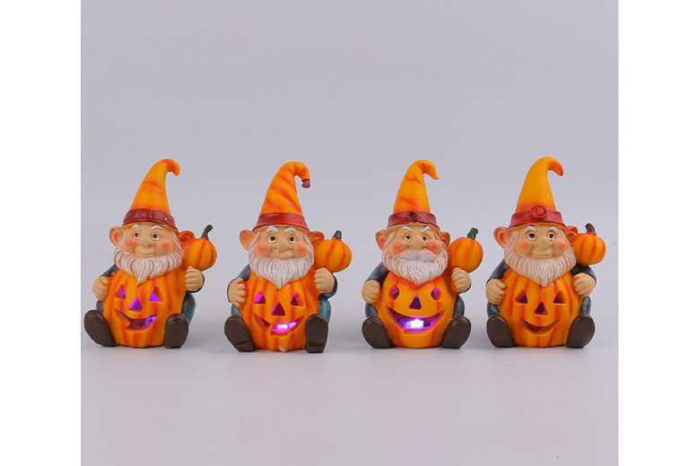 Halloween Glowing Resin Gnome Ornament – LED Garden & Home Decor – 4 Styles | Wowcher