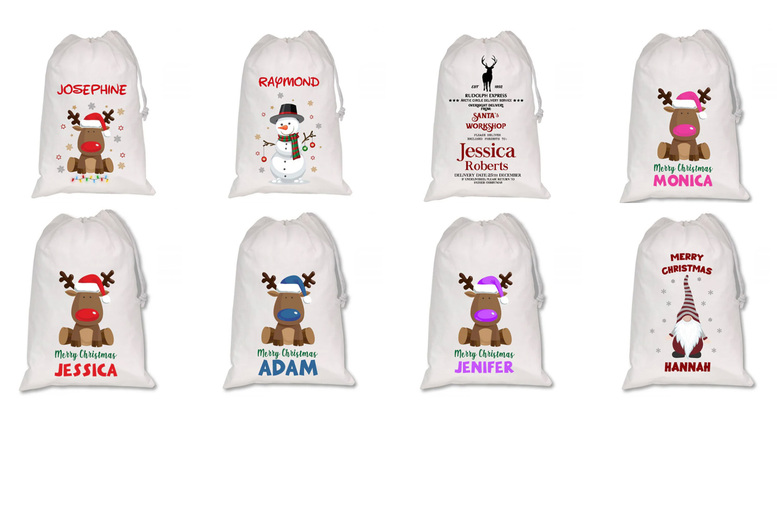 Personalised White Christmas Gift Santa Sack – 25 Festive Designs, For Kids & Family | Wowcher
