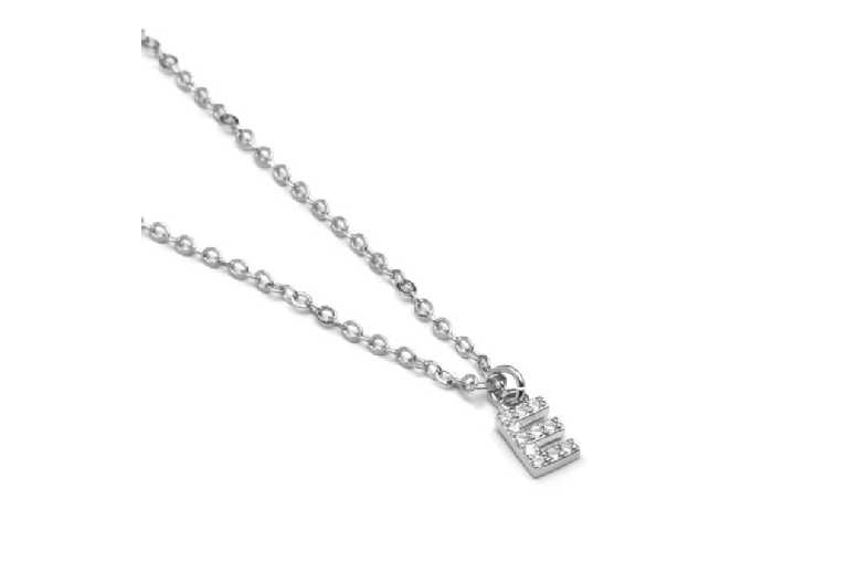 Sterling Silver Alphabet E Necklace with Sparkling Zirconium – Adjustable Personalised Pendant | Wowcher Sterling Silver Alphabet E Necklace with Sparkling Zirconium – Adjustable Personalised Pendant | Wowcher