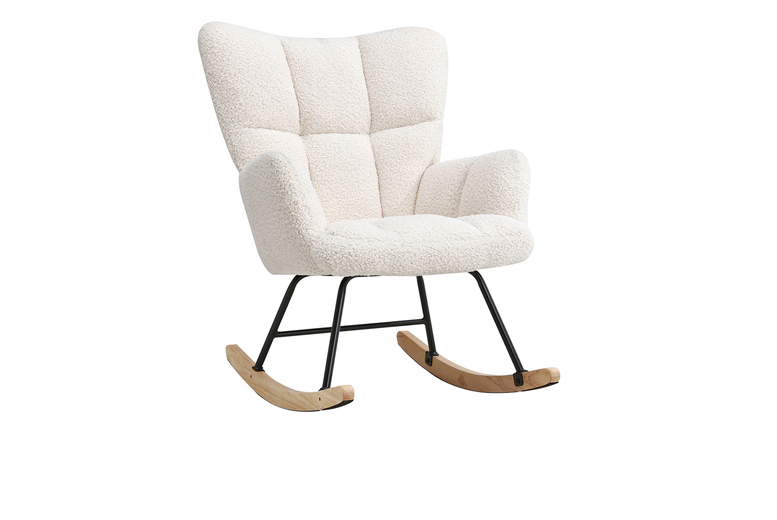 Luxurious 3ft White Sherpa Rocker - Tufted, Foam-Padded & Modern Design! | Wowcher