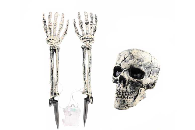 LED Skeleton Hand Halloween Ground Prop – PVC Light-Up Home & Garden Decor, 30cm | Wowcher