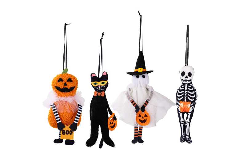 Halloween Fabric Pendant Wall Art – Handcrafted Pumpkin & Skull Decor, 15cm, Soft Cloth | Wowcher