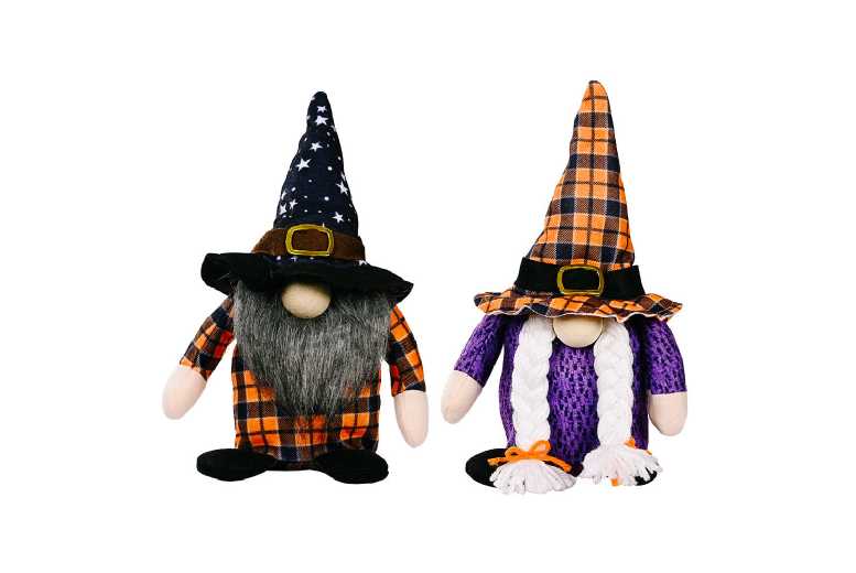 Halloween Orange Checkered Rudolf Table Ornament – Soft Fabric, 25cm Festive Decor | Wowcher