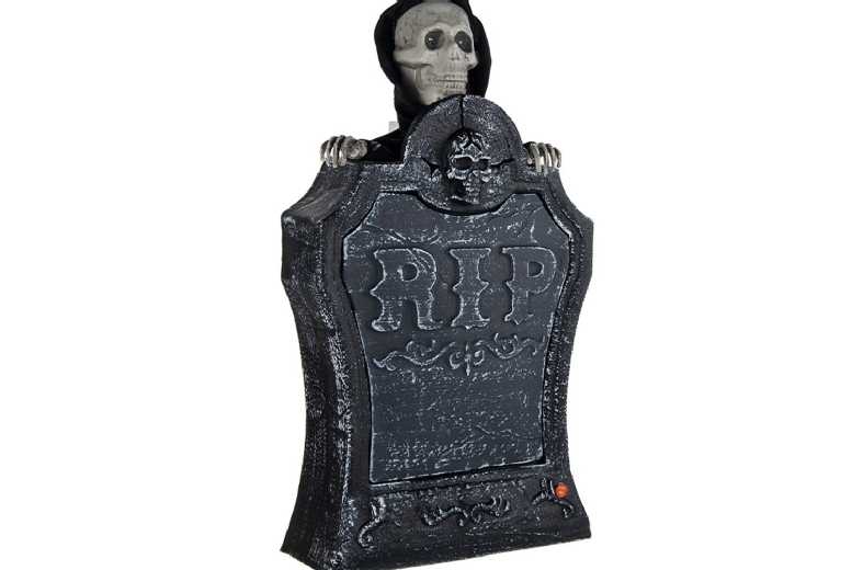 Halloween Light-Up Tombstone – LED Horror Prop, Lightweight Plastic, 26x10x39cm | Wowcher