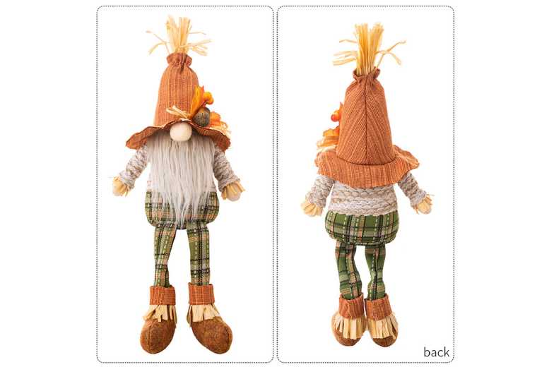 Maple Leaf Straw Hat Rudolph Decorative Gnome Doll – Festive Fabric Home Ornament, 43cm | Wowcher