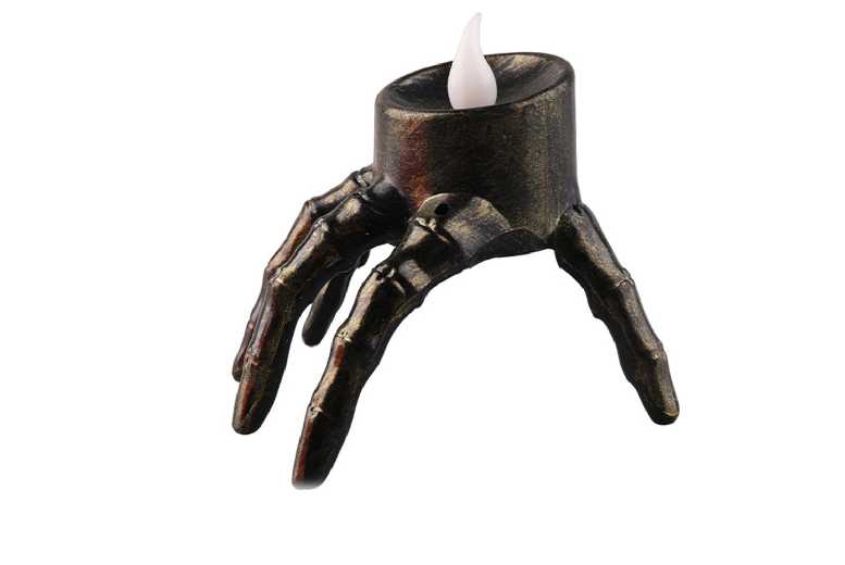 Halloween Skeleton Hand PVC Decorative Night Light – Tabletop Candle Lamp, 8cm x 8cm, Spooky Home Decor | Wowcher