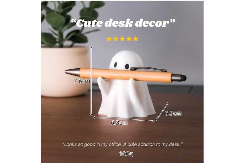 Ghost Resin Pen Holder – Hand-Painted Desktop Storage Ornament for Home Office Decor | Wowcher
