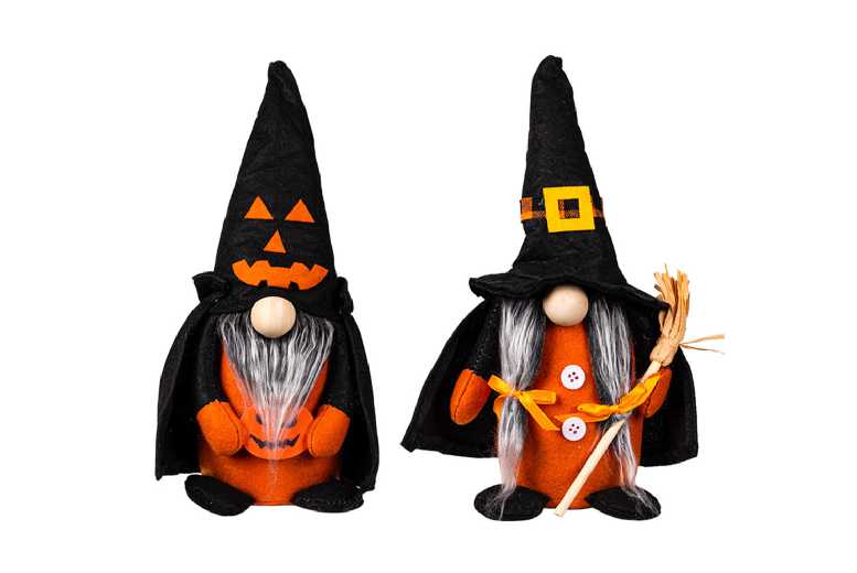 Handcrafted Fabric Gnome Tabletop Decor – Halloween Pumpkin & Witch Ornament | Wowcher