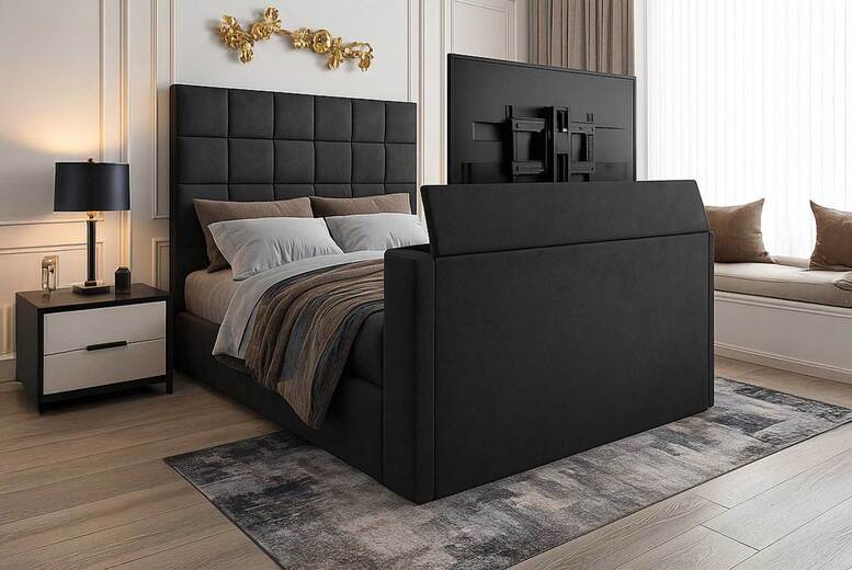 CinemaDream Plush Velvet TV Bed with Built-In TV Lift Mechanism | Wowcher