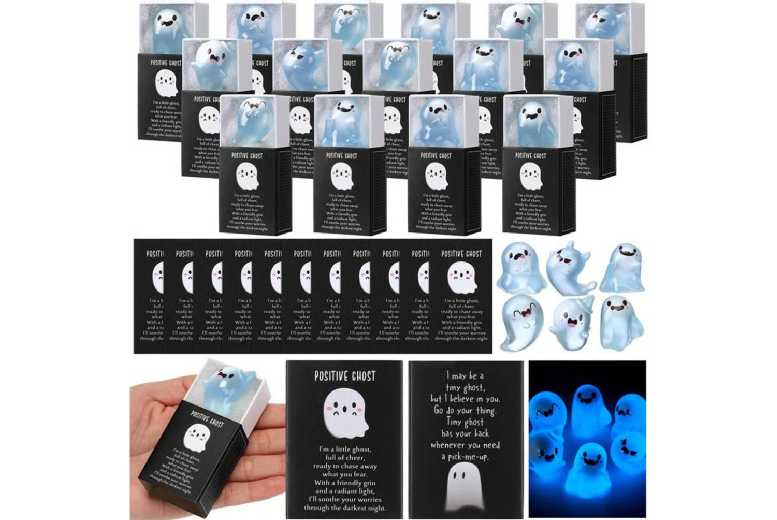 Glow-in-the-Dark Resin Mini Ghost Figures – 6PC Decorative Set for Home & Halloween | Wowcher