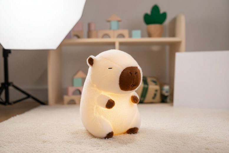 Light-Up Capybara Interactive Plush Toy – Ages 3+, LED Nightlight, Cuddly Animal | Wowcher