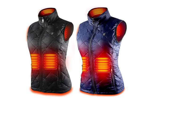 Black Women’s Fitted Intelligent USB Heated Warm Gilet with Quick Charge | Wowcher