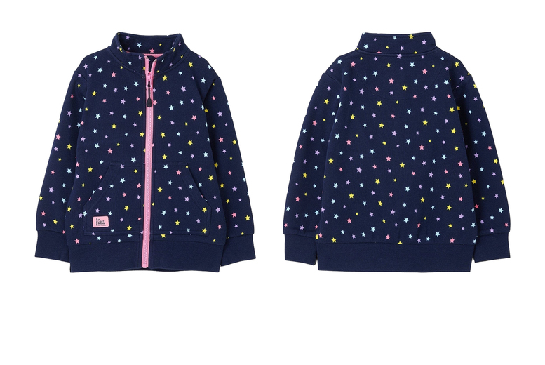 Kids’ Ava Full Zip Sweatshirt with Cozy Navy Star Print Design | Wowcher