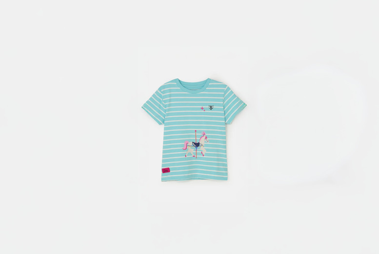 Kids’ Carousel Horse Print Short Sleeve Cotton Top – 7 Sizes! | Wowcher