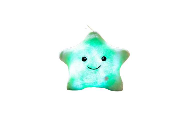 Unisex Green LED Light-Up Star Plush Pillow – Soft Mini Night Light Cushion for Kids | Wowcher