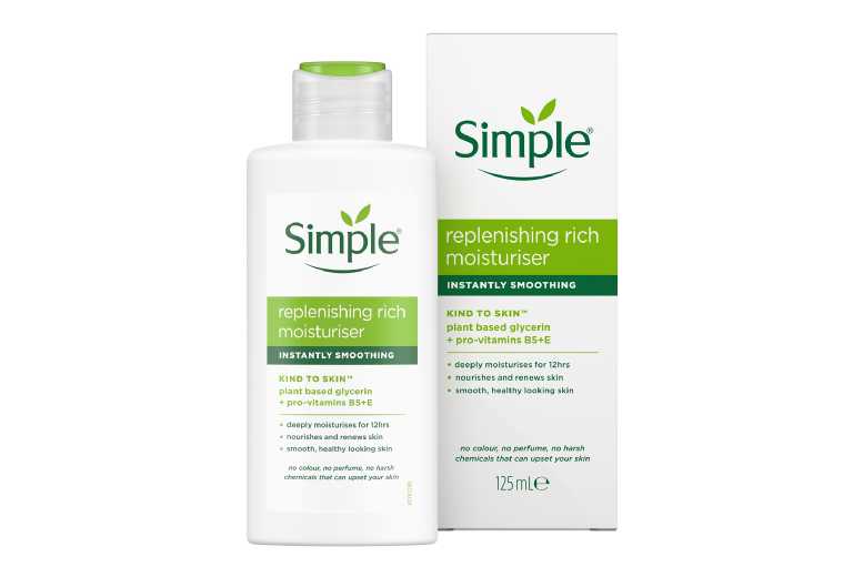 Simple Replenishing Rich Moisturiser Cream with Pro-Vitamin B5 & Glycerin for Dry & Sensitive Skin – 3 x 125ml | Wowcher