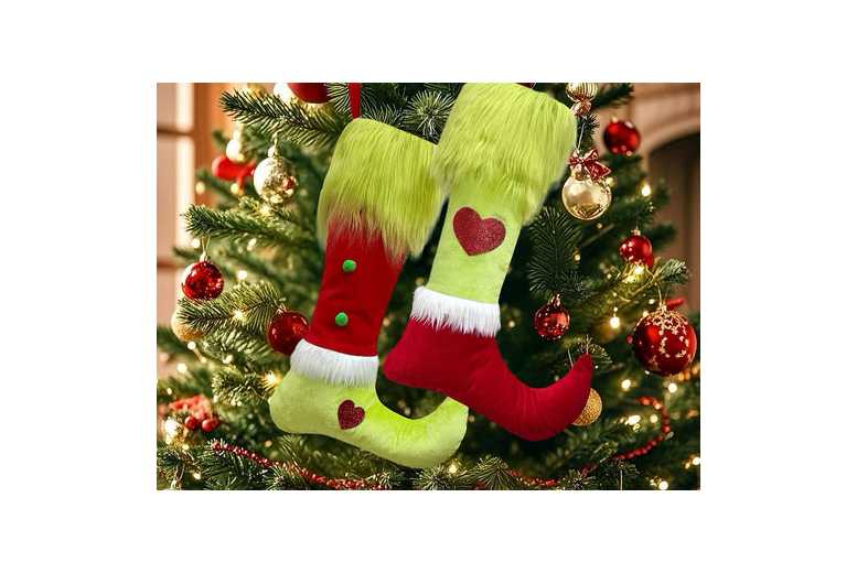 2 x Traditional Christmas Stockings – Hanging Tree & Fireplace Decorations, 29x50cm, Durable Polyester | Wowcher
