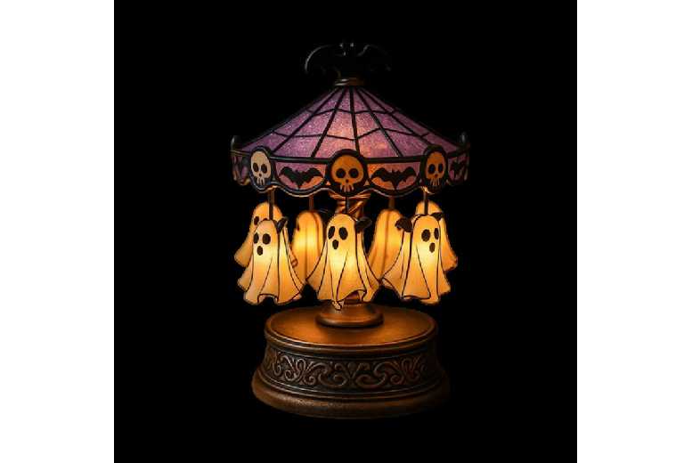 Halloween Resin Ghost Carousel Table Night Light – Festive LED Home Decor | Wowcher