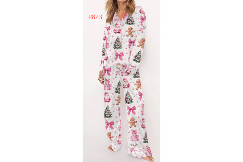 Black Women’s Lightweight Satin Pajama Set – Long Sleeve & Wide-Leg Trousers, Breathable Summer Loungewear | Wowcher