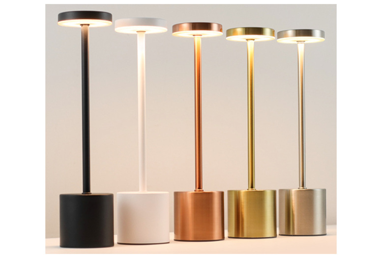 L-Shaped LED Table Lamp - Cordless, Dimmable, Modern Metal Design | Wowcher