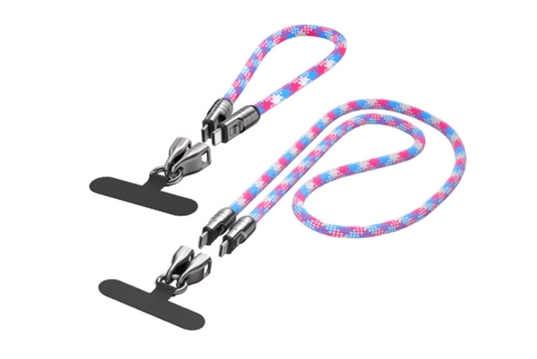 2-in-1 USB-C Fast Charging Braided Lanyard Cable – Universal for iPhone, Samsung & Android Devices | Wowcher