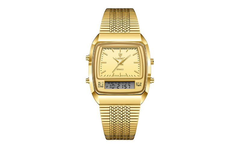 Luminous Waterproof Quartz Watch – Dual Display, Stainless Steel, 34.5mm Classic Men’s Style | Wowcher Luminous Waterproof Quartz Watch – Dual Display, Stainless Steel, 34.5mm Classic Men’s Style | Wowcher