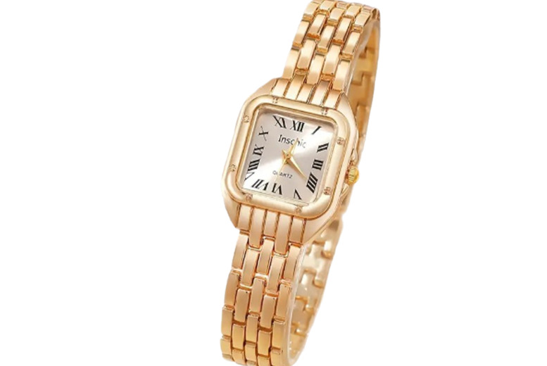 Women's Quartz Stainless Steel Small Square Bracelet Watch - Water-Resistant, Luxury Classic Design | Wowcher