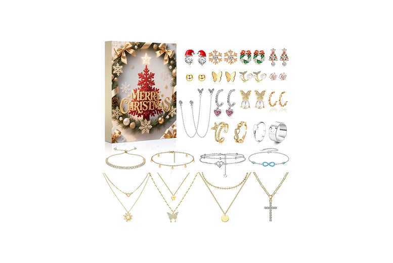24-Day Christmas Jewellery Advent Calendar Kit – Festive Surprises for Her | Wowcher