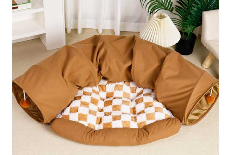 Collapsible Plush Cat Tunnel Bed – Interactive, Washable, Space-Saving Design | Wowcher Collapsible Plush Cat Tunnel Bed – Interactive, Washable, Space-Saving Design | Wowcher