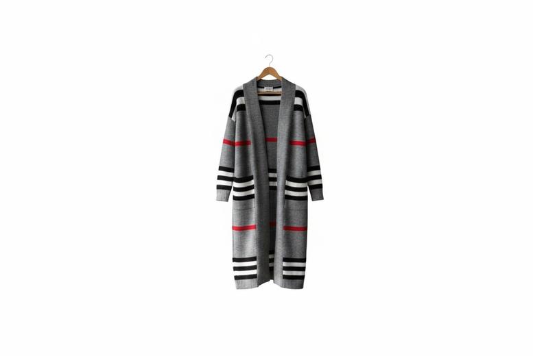 Black Women’s Long Striped Loose Knit Cardigan – Trendy & Versatile Style | Wowcher Black Women’s Long Striped Loose Knit Cardigan – Trendy & Versatile Style | Wowcher