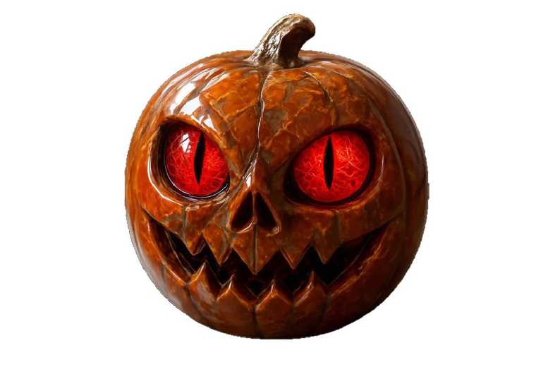 Handcrafted Resin Pumpkin Table Figurine – Red Eyes, Halloween Home Decor | Wowcher