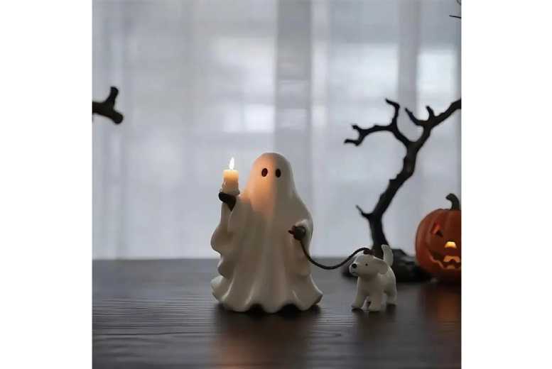 Ghost Pup Resin Candle Holder – Decorative Halloween Table Ornament | Wowcher