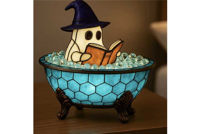 Halloween Ghost Reading Lamp Resin Table Ornament – Whimsical Home Decor | Wowcher