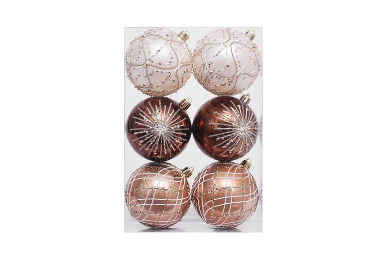 Set of 6 Shatterproof Painted Christmas Baubles – Multicolour Festive Ornaments | Wowcher