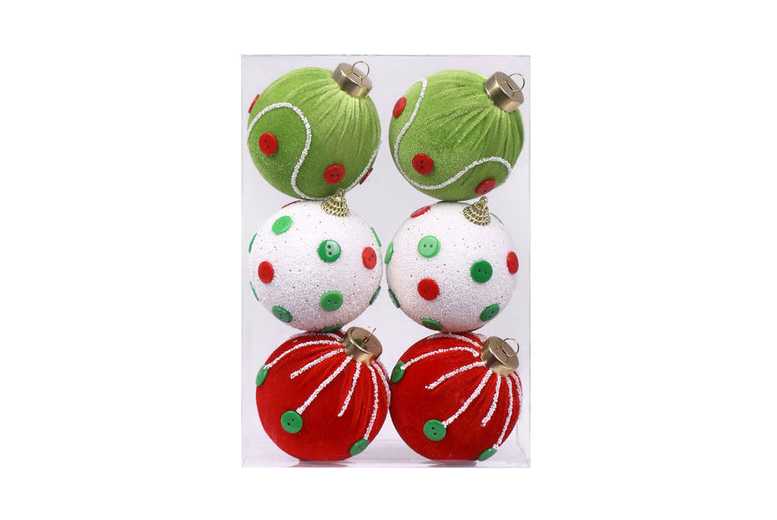 Exquisite Cloth-Wrapped Foam Christmas Bauble Set – Lint-Free, Plush, Assorted Colours | Wowcher