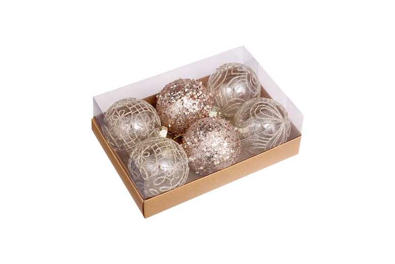 8cm Premium Transparent Painted Christmas Baubles Gift Box – Shatterproof Ornaments (Set of 6) | Wowcher