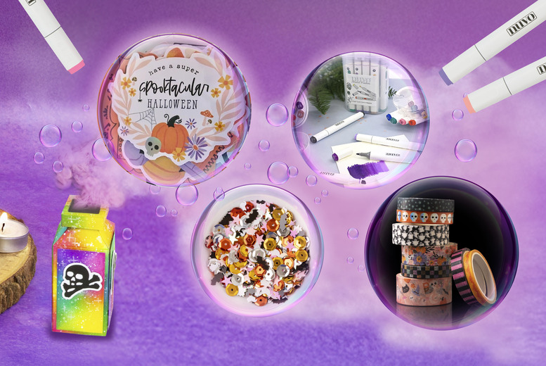 Tricks & Treats Halloween DIY Craft Bundles – 3 Options w/ Markers, Washi Tape, Sequins & More | Wowcher