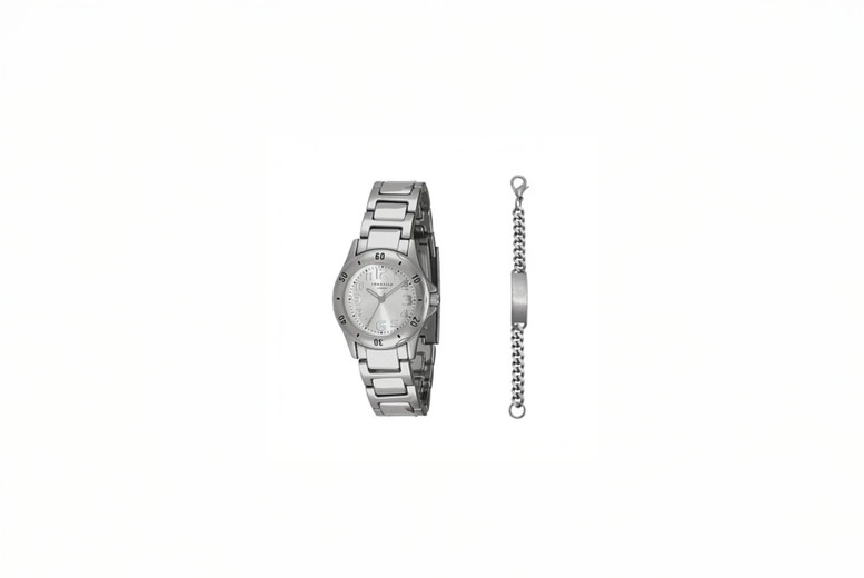 Boys’ Silver Watch & Bracelet Gift Set with Classic Modern Design | Wowcher