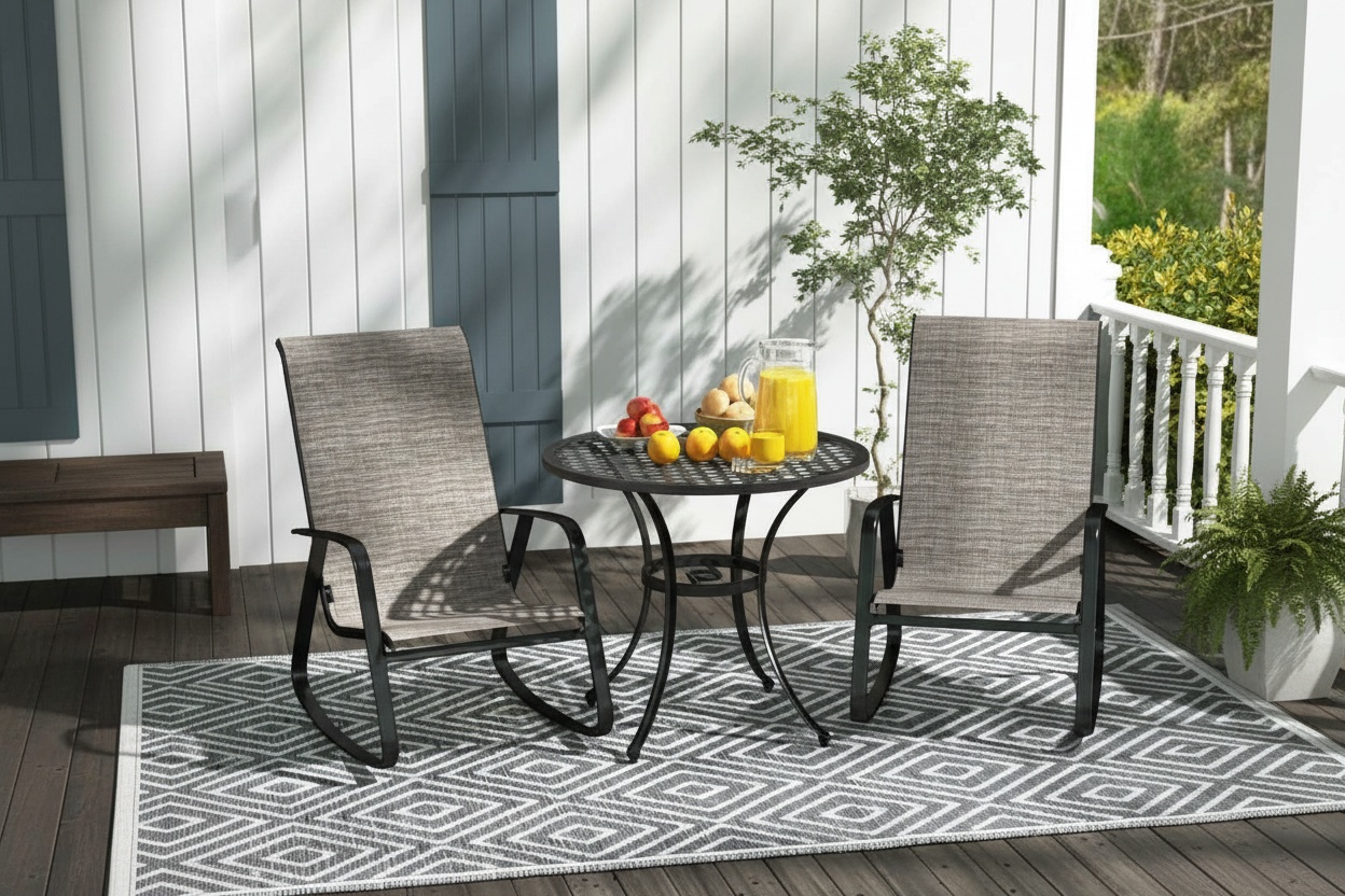 Outsunny Garden Rocking Chairs Set of 2 – Steel Frame, Weather-Resistant Texteline, High Back Support | Wowcher Outsunny Garden Rocking Chairs Set of 2 – Steel Frame, Weather-Resistant Texteline, High Back Support | Wowcher