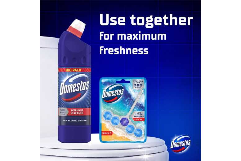 Domestos Thick Original Bleach Disinfectant, Multi-Surface Antibacterial Cleaner 1L, 12 Pack | Wowcher
