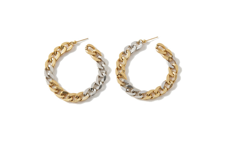Oversized Gold and Silver Chain Hoop Earrings – Bold Modern Statement Style | Wowcher