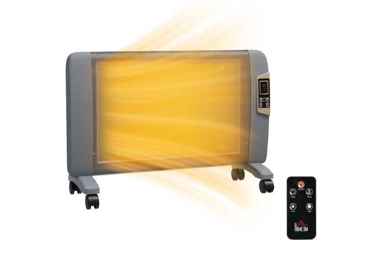 HOMCOM Mica Electric Space Heater – Portable Convector with Adjustable Thermostat, Dual Power Settings & Remote Control | Wowcher