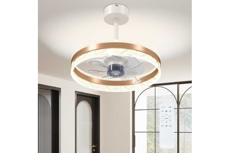 HOMCOM Modern LED Ceiling Fan Light with Remote, Dimmable, Energy Efficient – Gold Tone | Wowcher