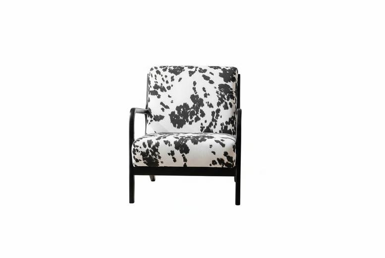 Velvet-Upholstered Black & White Spotted Armchair - Comfy & Stylish | Wowcher