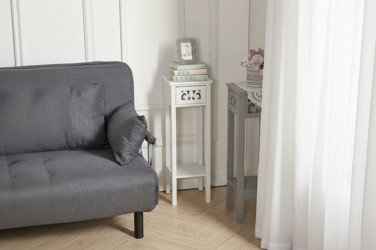 Chic French-Style Slim Accent White Console Table with Drawer | Wowcher