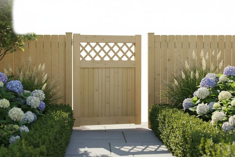 Rhombus Garden Wood Fence Gate with Lattice Design | Wowcher