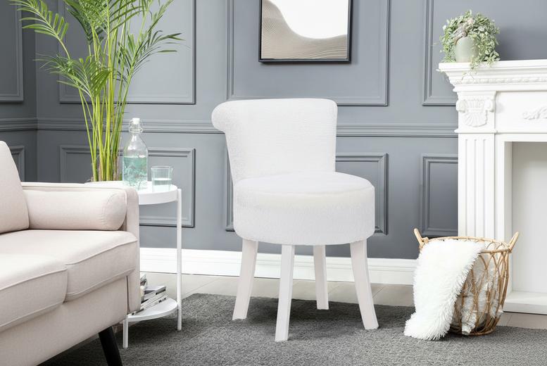 Modern Plush Upholstered Dressing Table Chair with Ergonomic Comfort | Wowcher